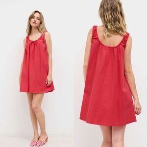 Cider Red Mini Dress Size S Cotton Sleeveless Flowy Babydoll NWT